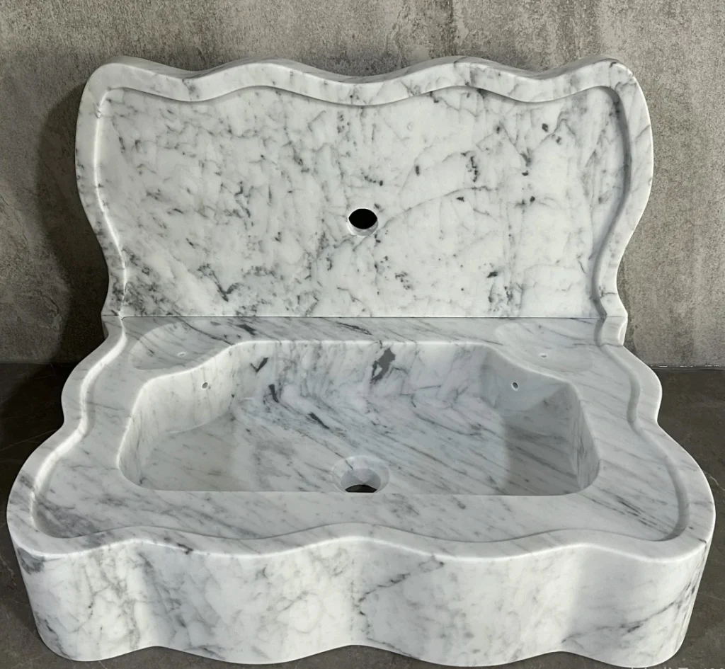 Carrara-White-Marble-Bathroom-Sink-with-Polished-Finish