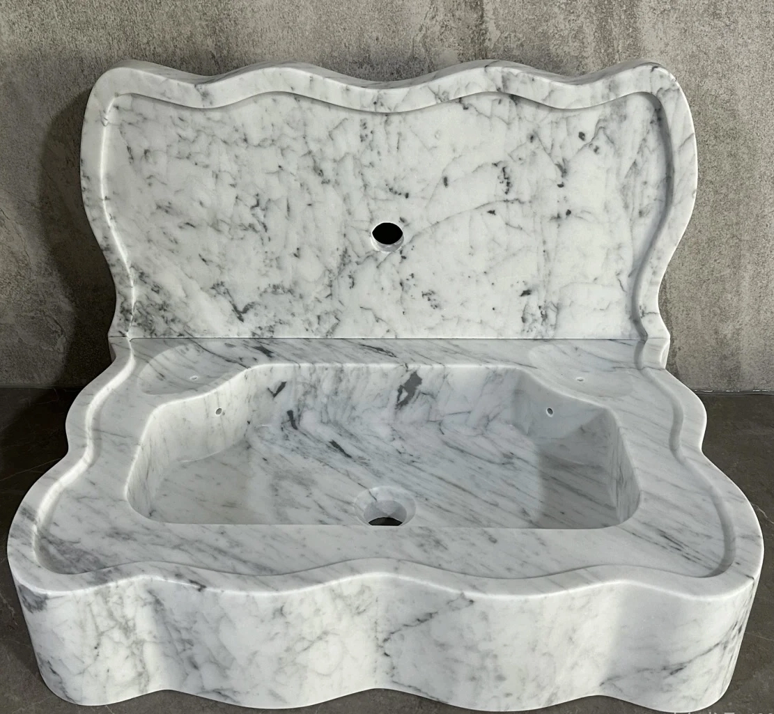 Carrara-White-Marble-Bathroom-Sink-with-Polished-Finish