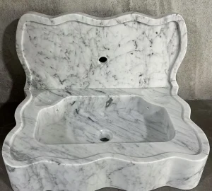 Carrara-White-Marble-Bathroom-Sink-with-Polished-Finish