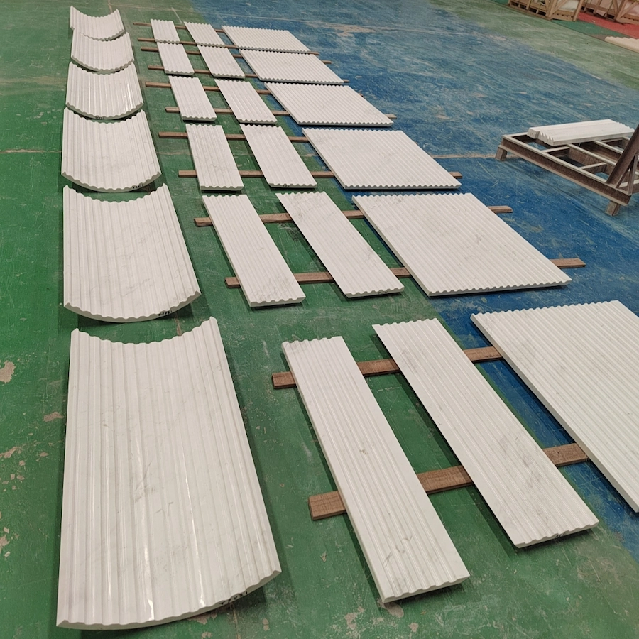 custom marble column cover fabrication set