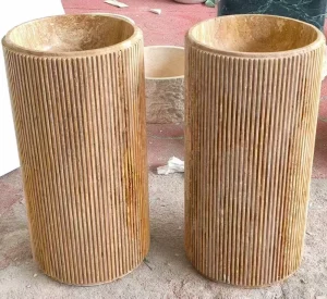 fluted-travertine-pedestal-sink-factory-view-front