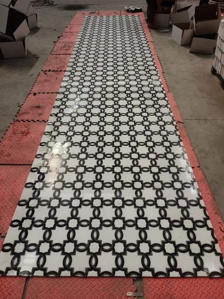 Marble Waterjet Inlay Floor Tile