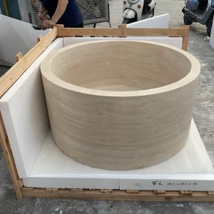 roma-travertine-round-bathtub-freestanding-front-view