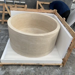 roma-travertine-round-bathtub-side-angle