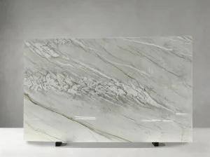 calacatta quartzite slab linear vein detail for table tops and island tops