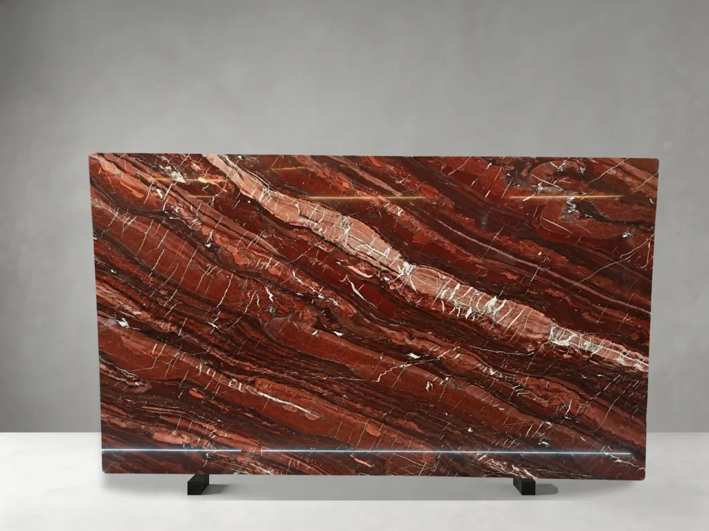 red jasper marble slab deep red mineral movement for custom interior projects