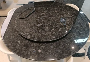 spectrolite granite round table top polished black crystal surface