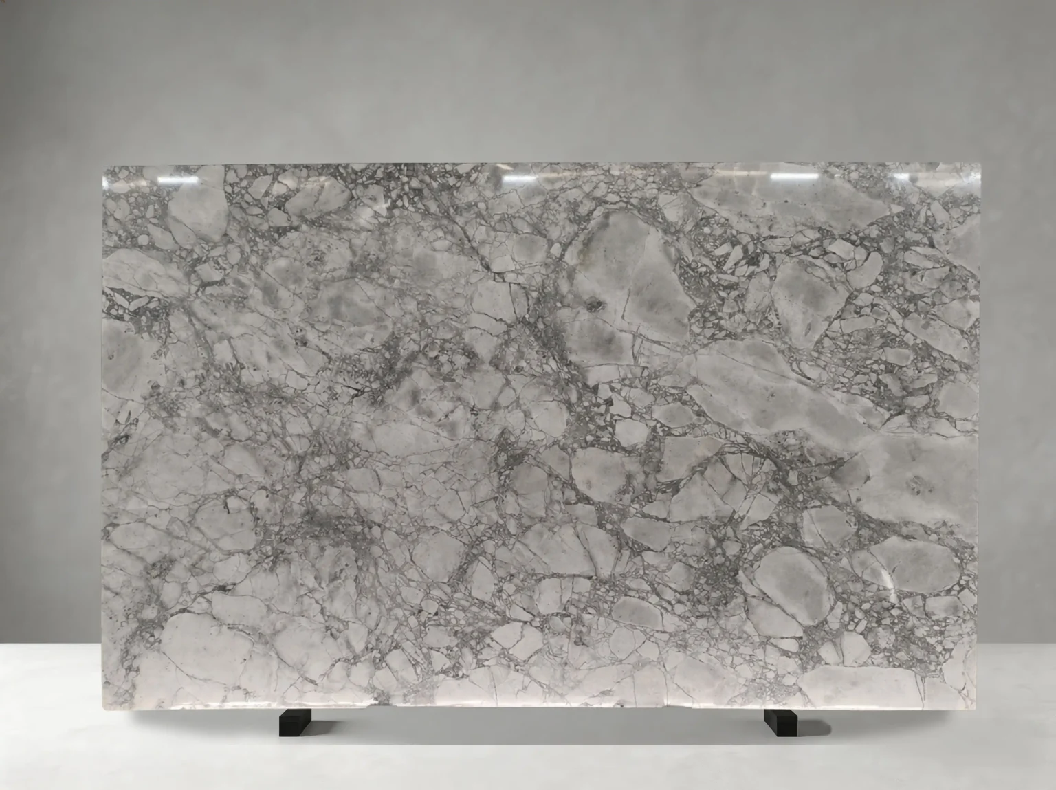 super white quartzite slab breccia pattern for table tops and wall cladding