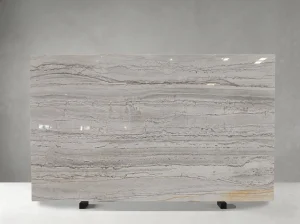 white macaubas quartzite slab horizontal vein detail for walls and table tops