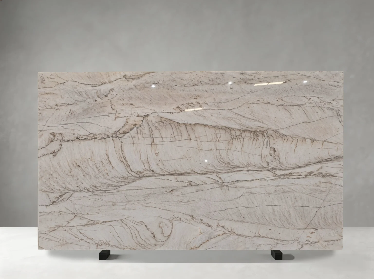 white macaubas quartzite slab natural flow pattern for interior stone projects