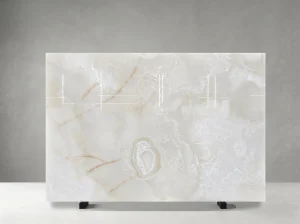 white snow onyx slab cloudy texture natural translucent stone