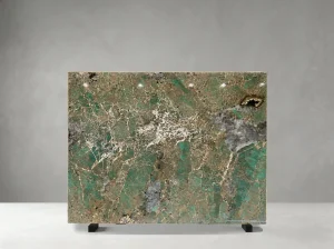 amazon blue granite slab with green blue mineral pattern for custom stone projects