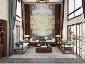 aqua royal quartzite bookmatched living room wall for luxury residence