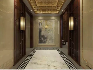 aqua royal quartzite entrance wall and floor project for luxury interiors