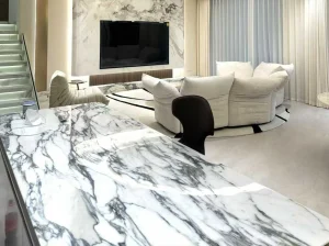 arabascato bianco marble kitchen island top for luxury interior project