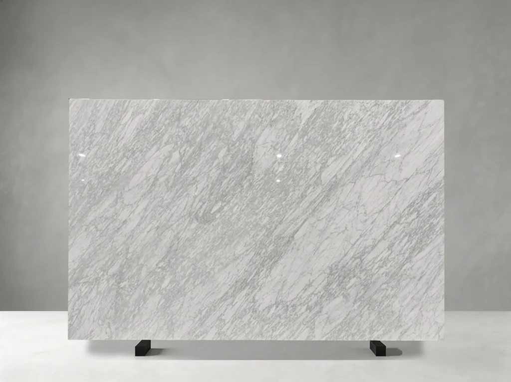 bianco carrara marble diagonal vein polished slab