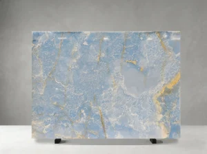blue aqua gold onyx slab with blue ivory and gold movement for wall panels
