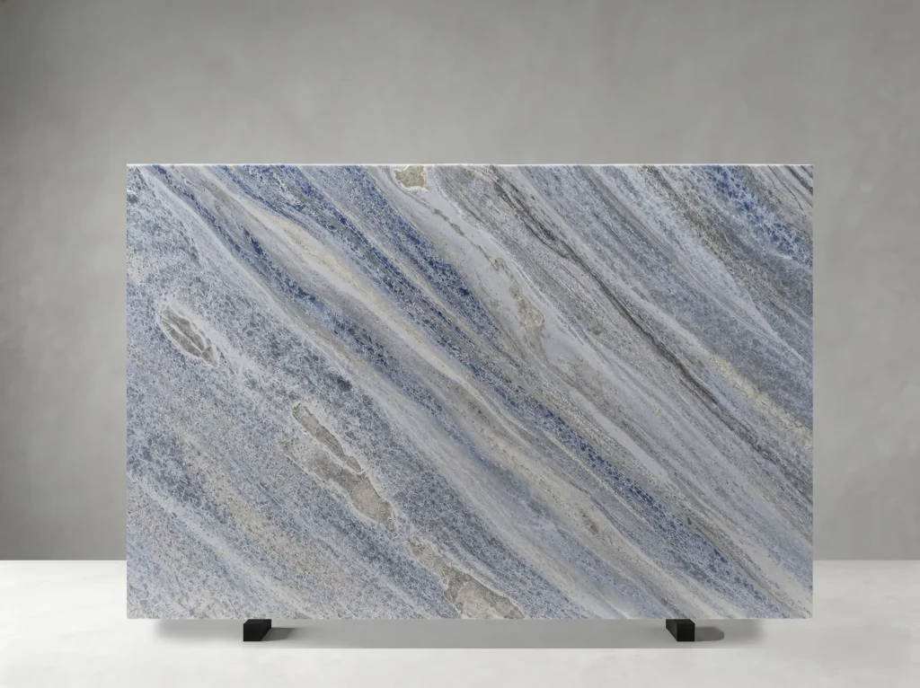 blue crystal marble diagonal crystal vein slab