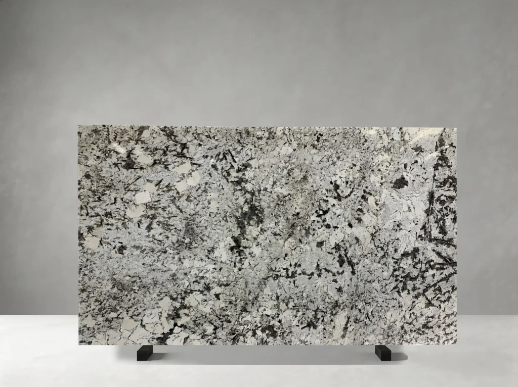 branco splendor granite slab white black mineral detail for interiors