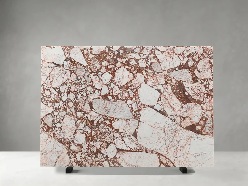 burberry pink marble slab with soft pink breccia pattern for walls and tables
