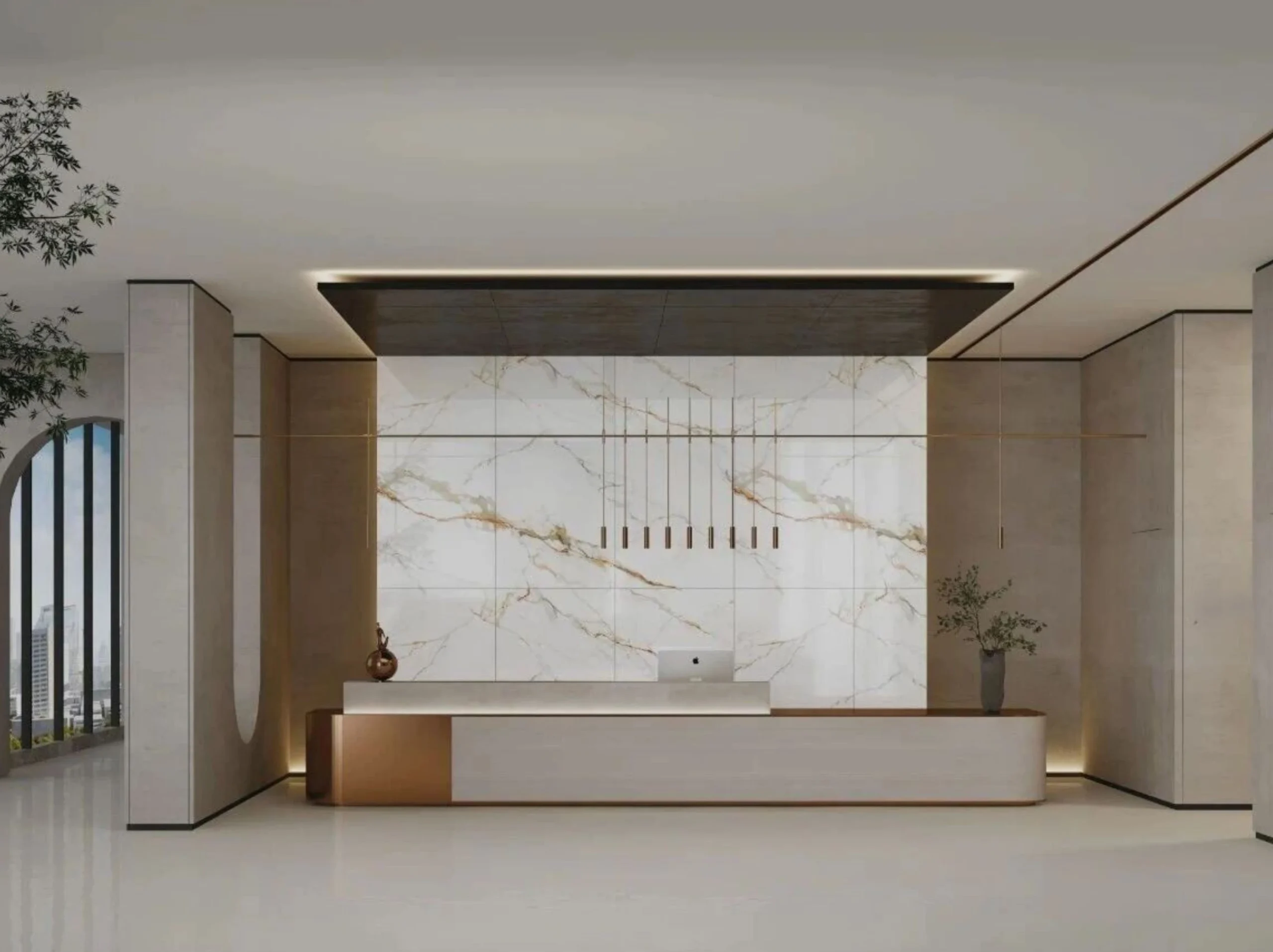 calacatta-oriental-marble-reception-wall-application-01.webp calacatta oriental marble reception wall cladding for luxury commercial interior