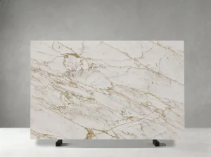 calacatta venatina marble slab with gold and grey veins