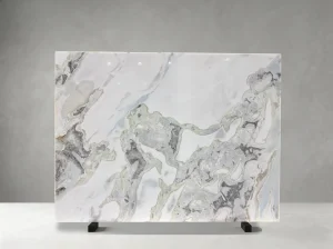 caribbean island marble slab with pale green mineral movement for custom stone projects