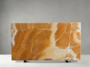 china honey onyx slab amber orange veins for luxury feature walls and islands