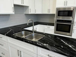 cosmic black titanium granite kitchen countertop for custom interior project