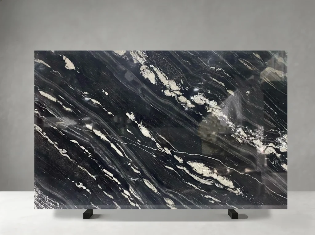 cosmos black granite slab polished surface for luxury interiors