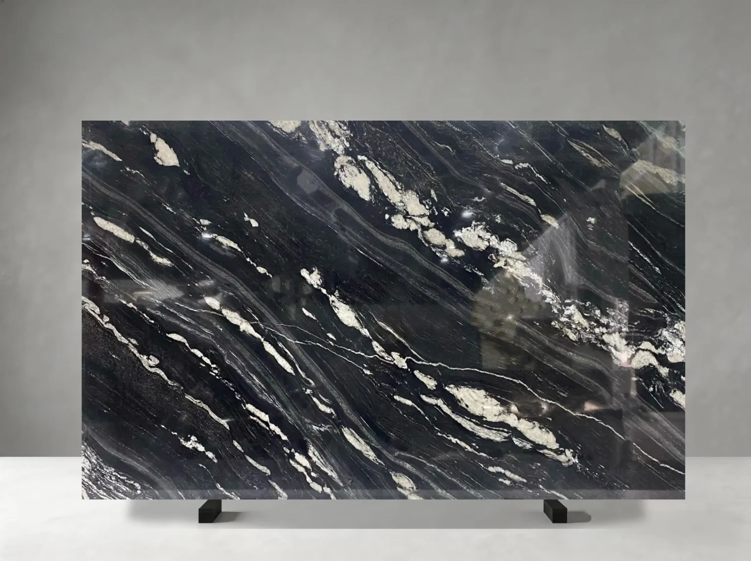 cosmos black granite slab polished surface for luxury interiors