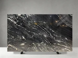 cosmos black granite slab with white veining for walls and floors