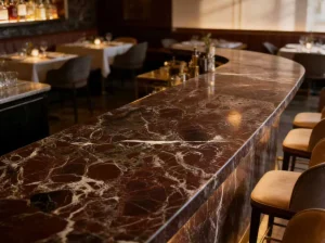 elazig bordo marble bar counter application for luxury hospitality interiors