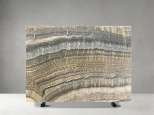 gold blue onyx slab horizontal layered bands for interior wall panels