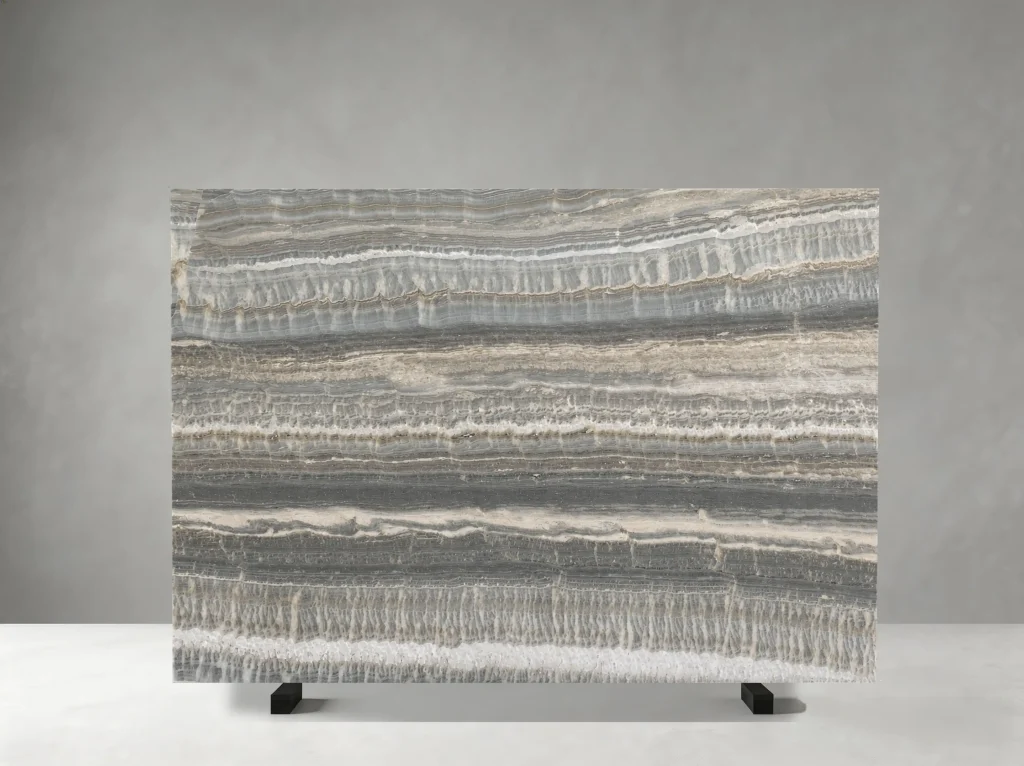 gold blue onyx slab linear grey blue banding for feature wall cladding