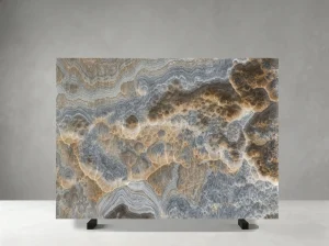golden blue onyx slab honey blue crystalline pattern for custom stone projects