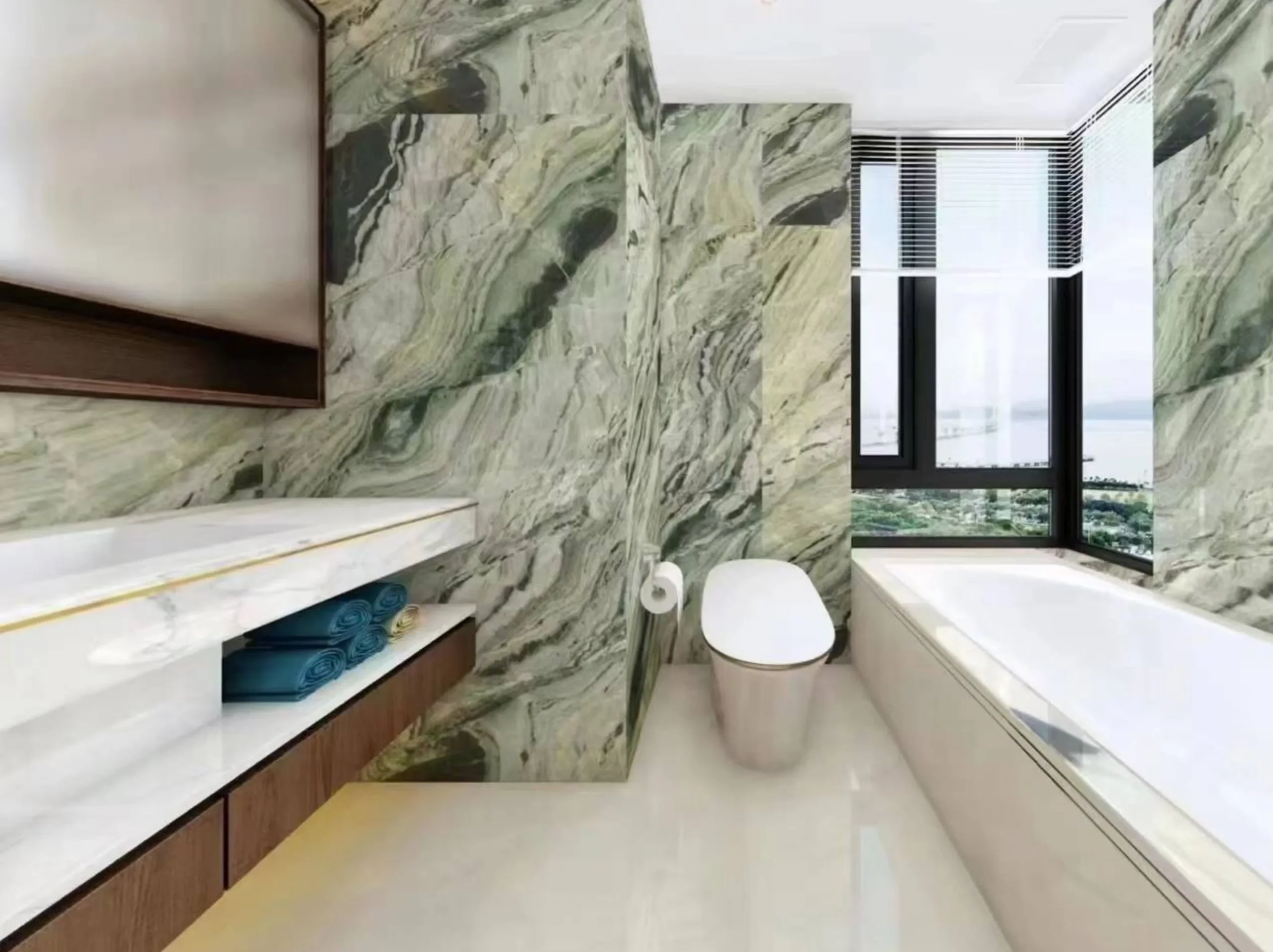 green-verde-prato-marble-bathroom-wall-application-01.webp green verde prato marble bathroom wall cladding for luxury interior project
