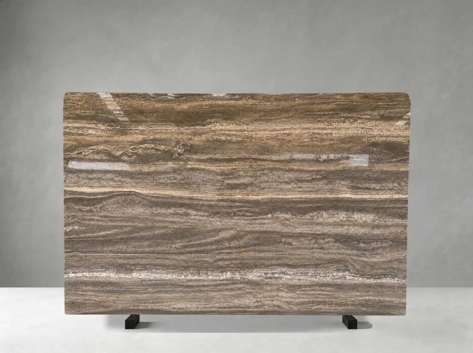 iran gray travertine slab warm grey banding natural stone surface