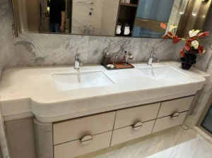 karibib white marble vanity top application for luxury bathroom project