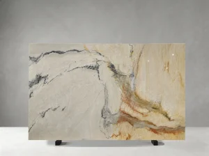 macaubas fantasy quartzite polished slab with cream gold veining