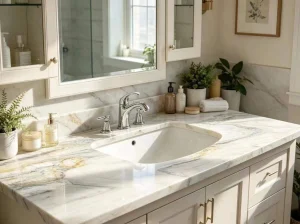 macaubas quartzite bathroom vanity top for luxury interiors