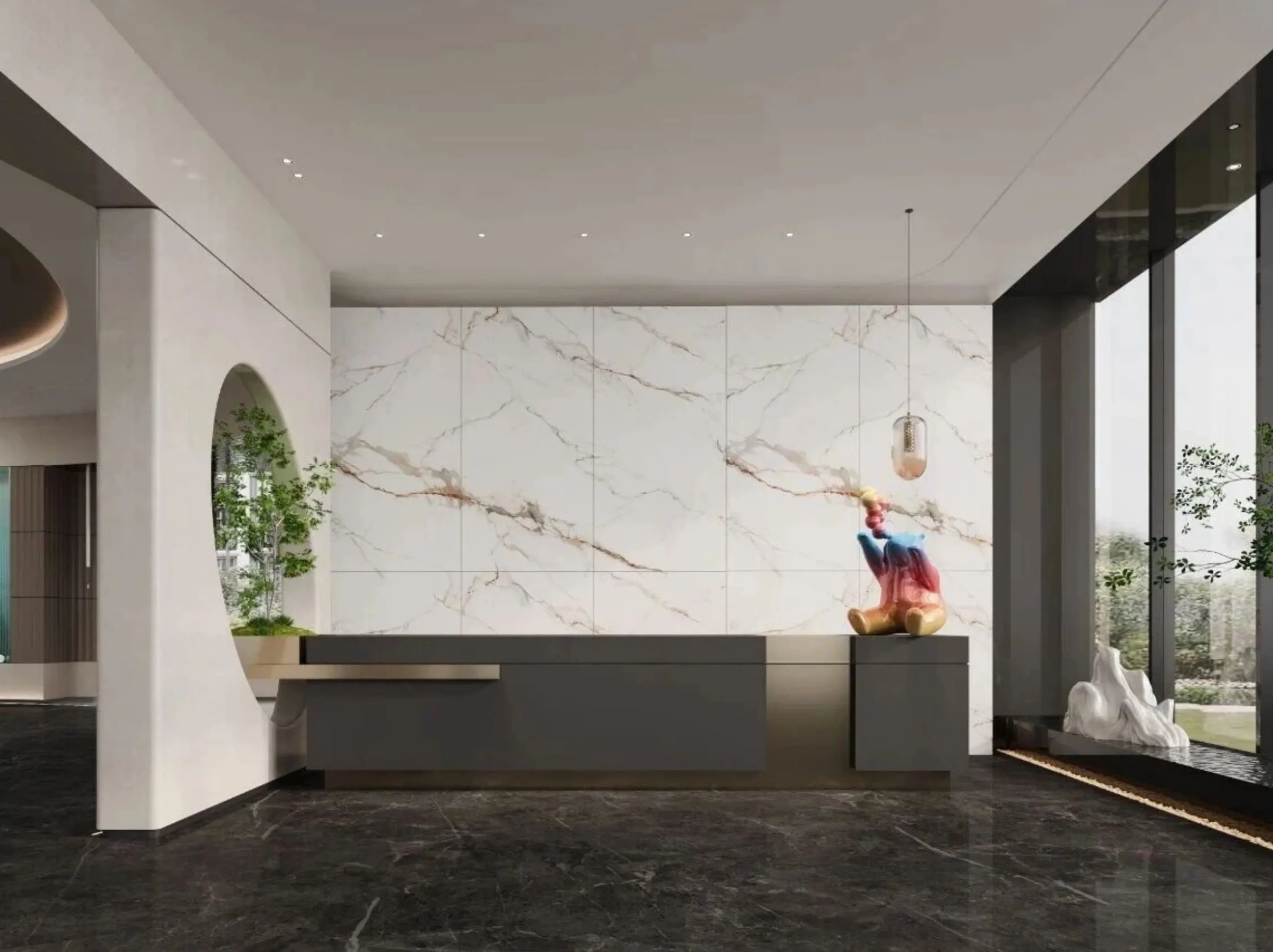 oriental-fish-belly-white-marble-reception-wall-cladding-02.webp oriental fish belly white marble reception wall cladding for commercial interiors