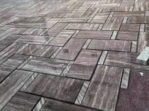 persian gray travertine floor tile layout for interior flooring project