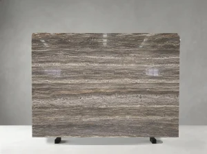 persian gray travertine slab rounded edge detail for custom stone fabrication