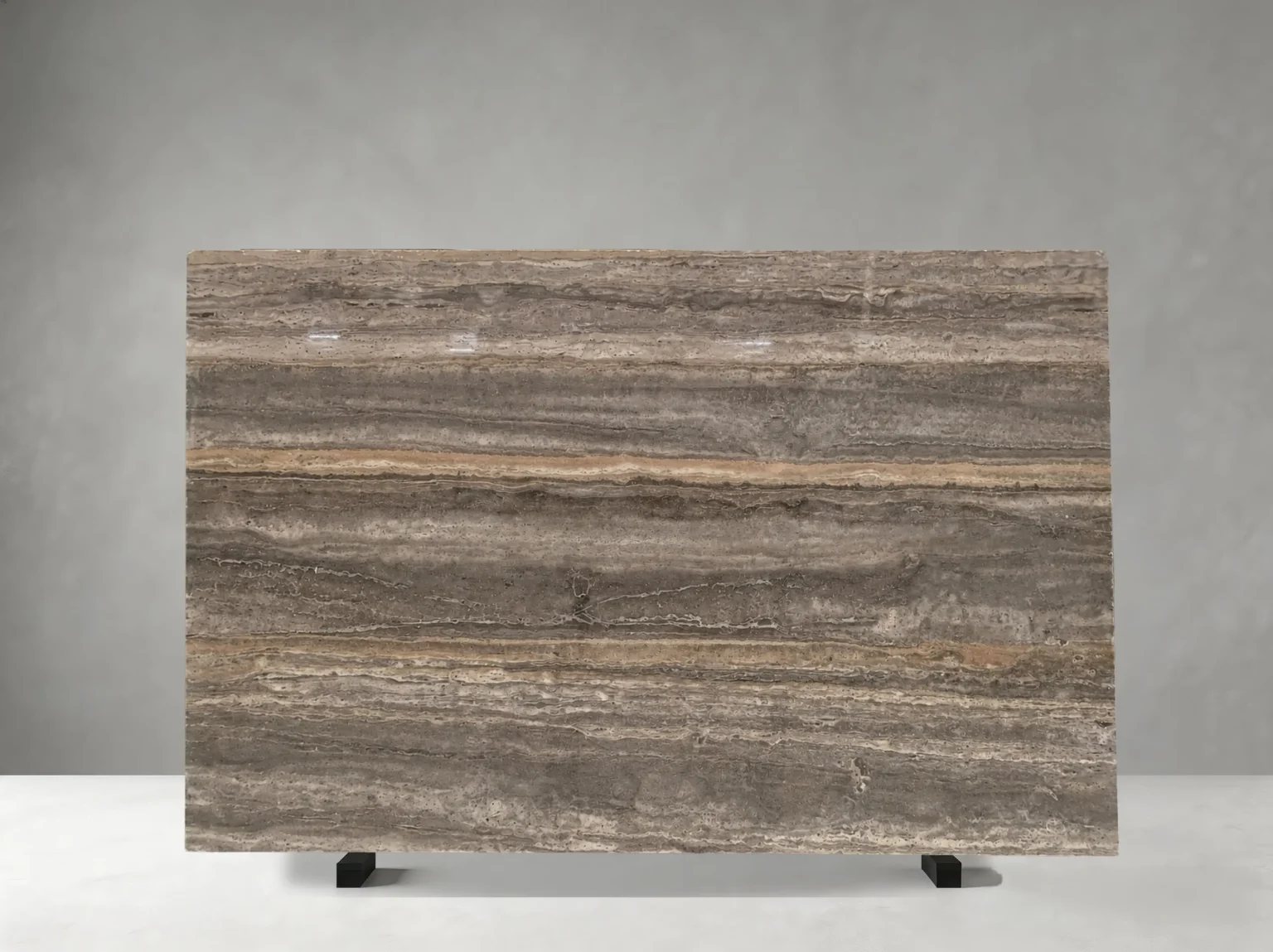persian silver travertine slab linear grey banding for walls and table tops