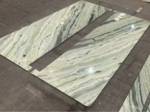 river jade marble cut to size panels with soft green and grey veins