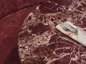 rosa levantino marble tabletop application for luxury interior project