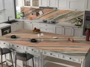 rosa portogallo marble kitchen countertop backsplash