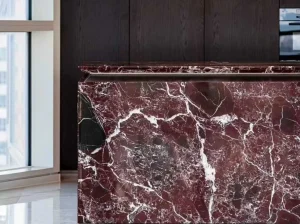 rosso levanto marble bar counter application for luxury interiors