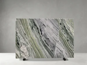 shangri-la emerald marble polished slab with green white and black linear veins
